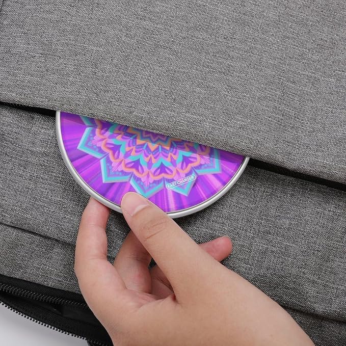 Simple Mandala Wireless Charger with USB CableAluminum Alloy Frame 10W Max Compatible Fast Wireless Charging Pad- 3.2ft Cable Included for Travel Home Office Desk