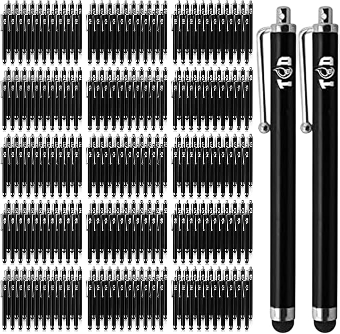 TCD 100 Pack Stylus Pen for iPad High Precision Universal Capacitive Bulk Digital Stylus Pen – Compatible w/iPhone Tablet Touchscreen Laptop – Rubber Tip Black Styluses for All Touch Screen Devices