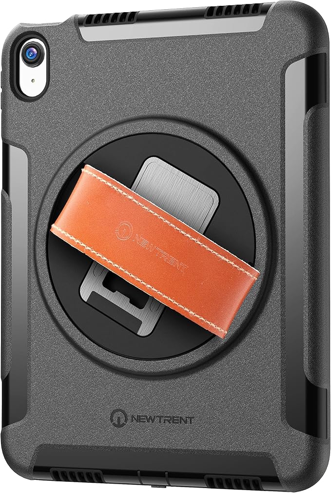 New Trent Original Rugged Case for iPad 11 (A16) 11-inch (2025) &amp iPad 10th Gen 10.9-inch (2022) | 360° Rotating Kickstand Genuine Leather Hand Strap Built-in Screen Protector Heavy-Duty Protec
