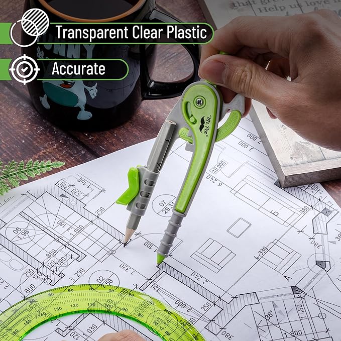 Mr. Pen- Compass and Protractor Set, Math Compass for Geometry and Drawing