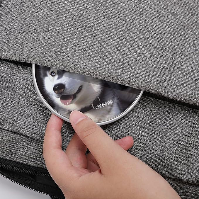 Husky Dog Wireless Charger with Aluminum Alloy Frame Qi Certified Fast Wireless Charging Pad 10W Charging Station Portable Phone Charger for All Wireless Charging Phone