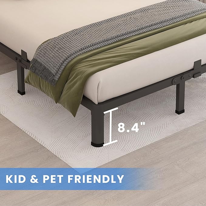 MAF 10 Inch Full Size Metal Platform Bed Frame with Round Corner Legs, 3000 LBS Heavy Duty Steel Slats Support, Noise Free, No Box Spring Needed, Easy Assembly