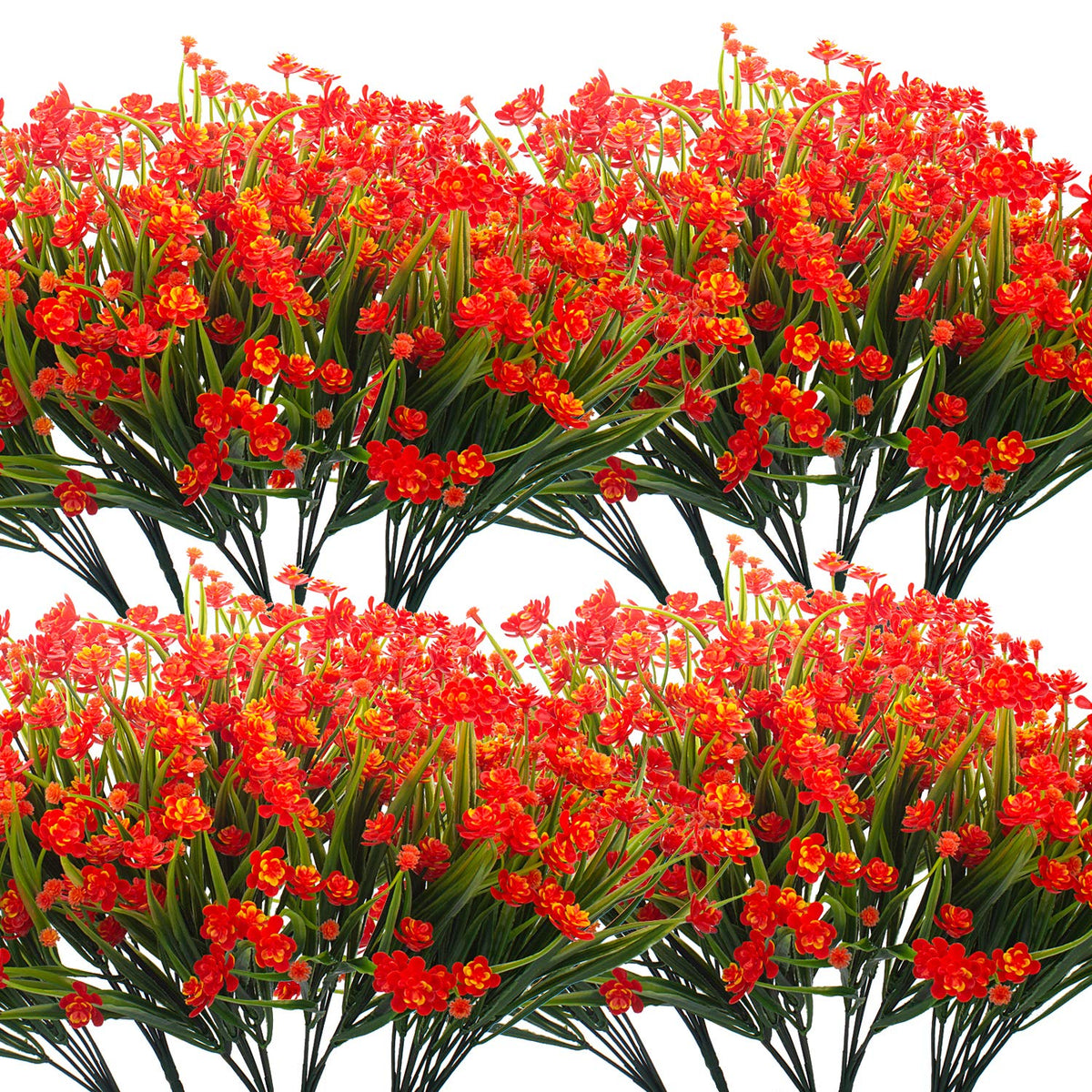 Grunyia Artificial Flowers, 20 Bundles Outdoor Fake Flowers for Decoration UV Resistant Faux Plastic Plants Garden Porch Window Box Décor (Orange)