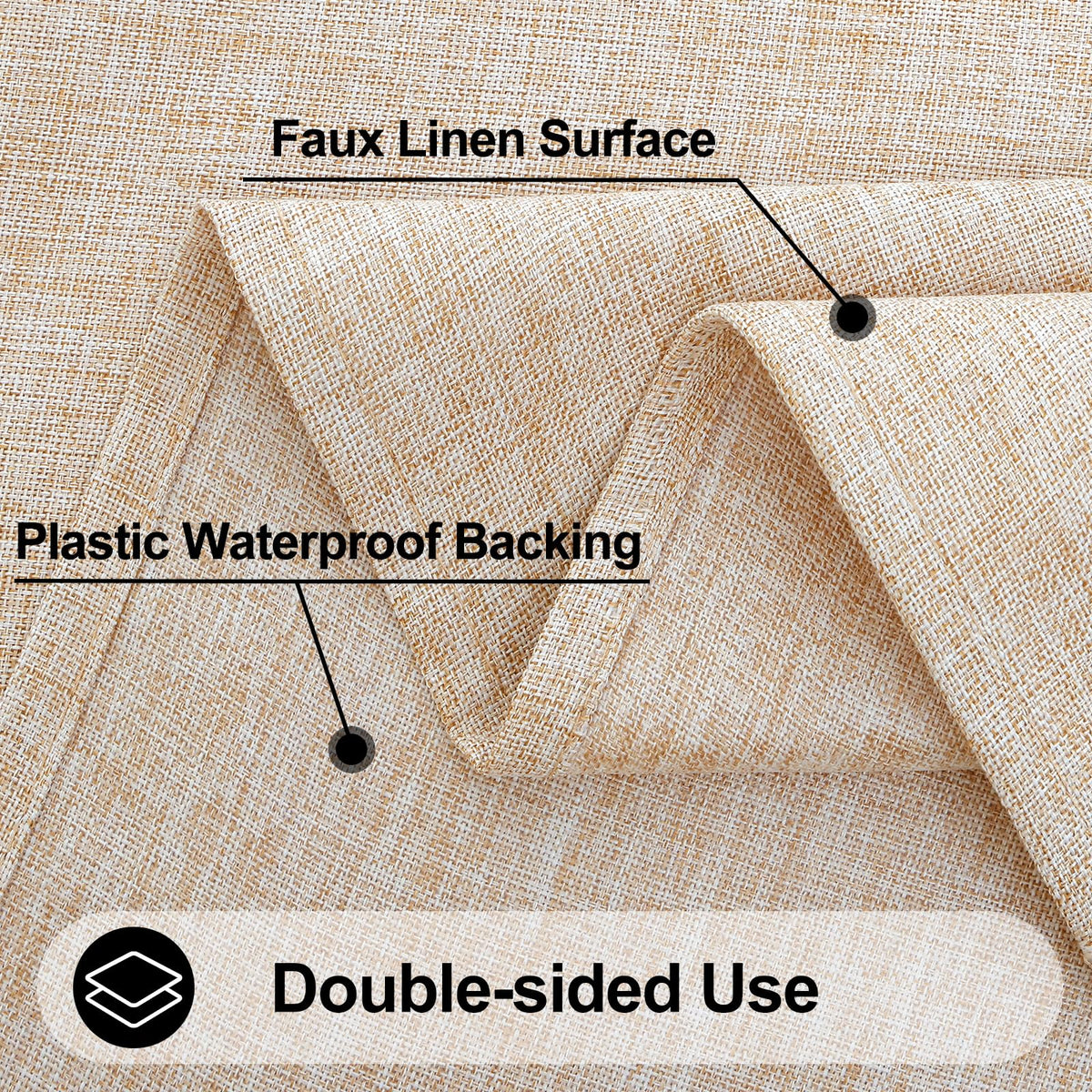 Smiry Rectangle Faux Champagne Table Cloth, Waterproof Burlap Fabric Tablecloth, Washable Decorative Farmhouse Table Covers for Kitchen, Dining, Parties, 52x70, Champagne