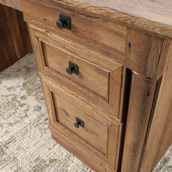 Sauder Palladia Executive Desk, 29.5"D x 65.1"W x 29.61"H, Vintage Oak finish