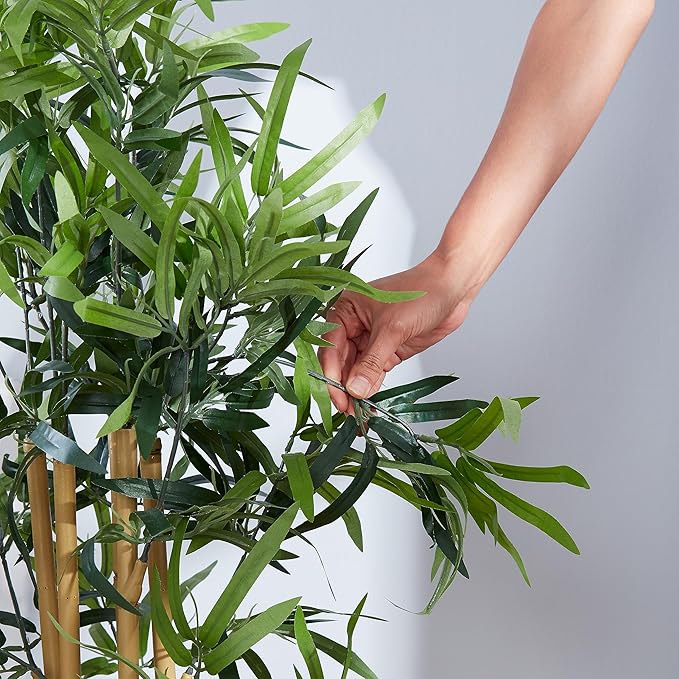 Amazon Basics Artificial Fake Bamboo Plant with Plastic Planter Pot, 39.4", Green