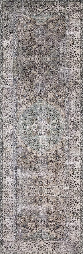 Loloi Layla Collection LAY-06 Taupe/Stone 2'-6" x 7'-6" .13" Thick Runner Rug, Soft, Durable, Vintage Inspired, Distressed, Low Pile, Non-Shedding, Easy Clean, Printed, Living Room Rug