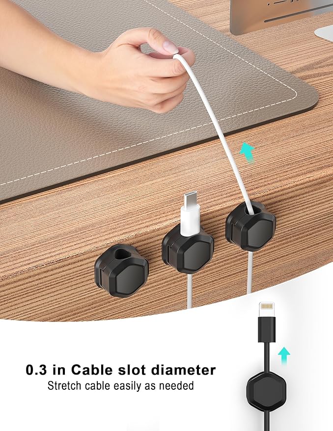 14 Pack Magnetic Cord Organizer - Cord Organizer for Desk - Cord Holder - Cord Holder for Nightstand, Magnetic Cable Clips, for Desk, Nightstand, Phone Charger, Computer, Home, Office, Car