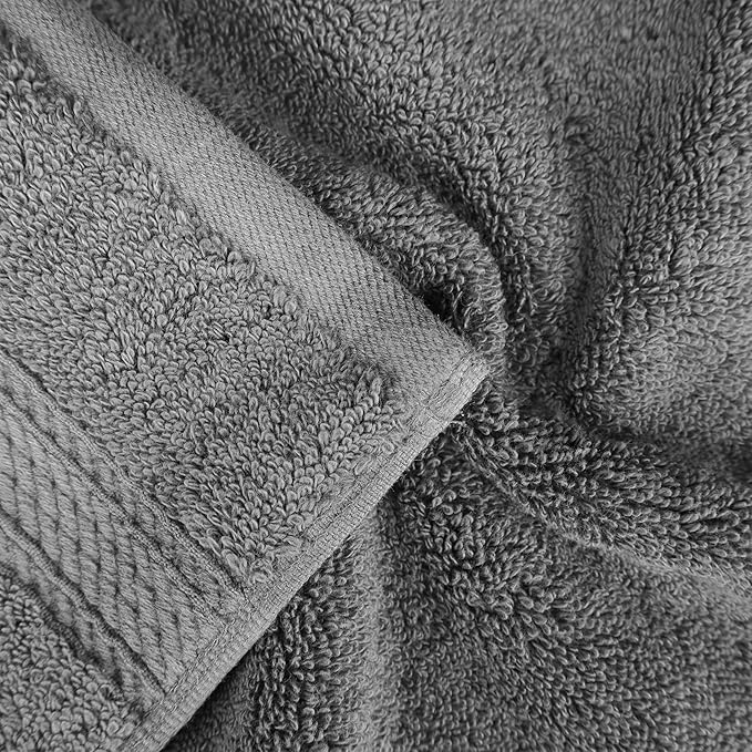 SUPERIOR Egyptian Cotton Pile Bath Towel Set of 4, Ultra Soft Luxury Towels, Thick Plush Essentials, Absorbent Heavyweight, Guest Bath, Hotel, Spa, Home Bathroom, Shower Basics, Charcoal