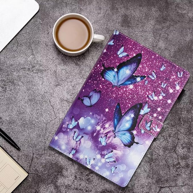 Universal Case for 10 Inch Tablet Multi-Angle Viewing Stand Case for 9.5-10.5 Inch Tablet Premium PU Leather Folding Stand Cover with Pen Holder &amp Multiple Angles Stand - Beach