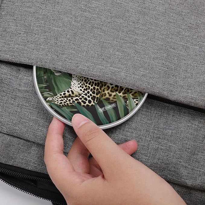 Leopard Palm Leaf Wireless Charger Portable Fast Charging Pad Lightweight Wireless Charging Pad 10W Slim Charging Station for Phone Charger Mat for Travel Home Office Desk