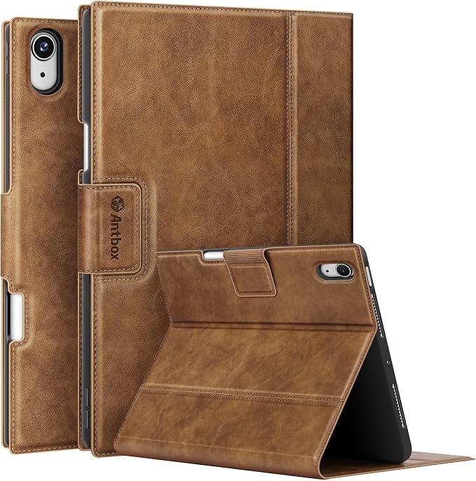 Antbox Case for iPad Air 11-inch M4/M3/M2 (2026/2025/2024) iPad Air 5th/4th Generation 10.9'' Vegan Leather with Pencil Holder Typing Angle Auto Sleep/Wake Muti-Stand