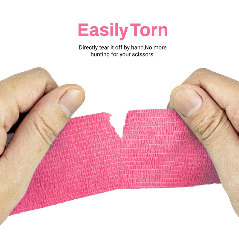 FRESINIDER 9 Rolls Self Adhesive Wrap Athletic Tape Gauze, Breathable Elastic Cohesive Bandage for Sports Injury & Pet (7 Pcs 2" x 5 Yards + 2 Pcs 1" X 5 Yards) (Pink)