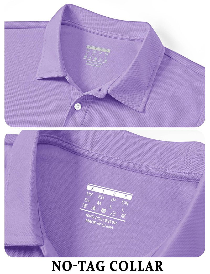 TACVASEN Mens Golf Shirt Dry Fit Mens Polo Shirts Short Sleeve Performance Golf Polos for Men with Collar Work Shirts Light Purple, L