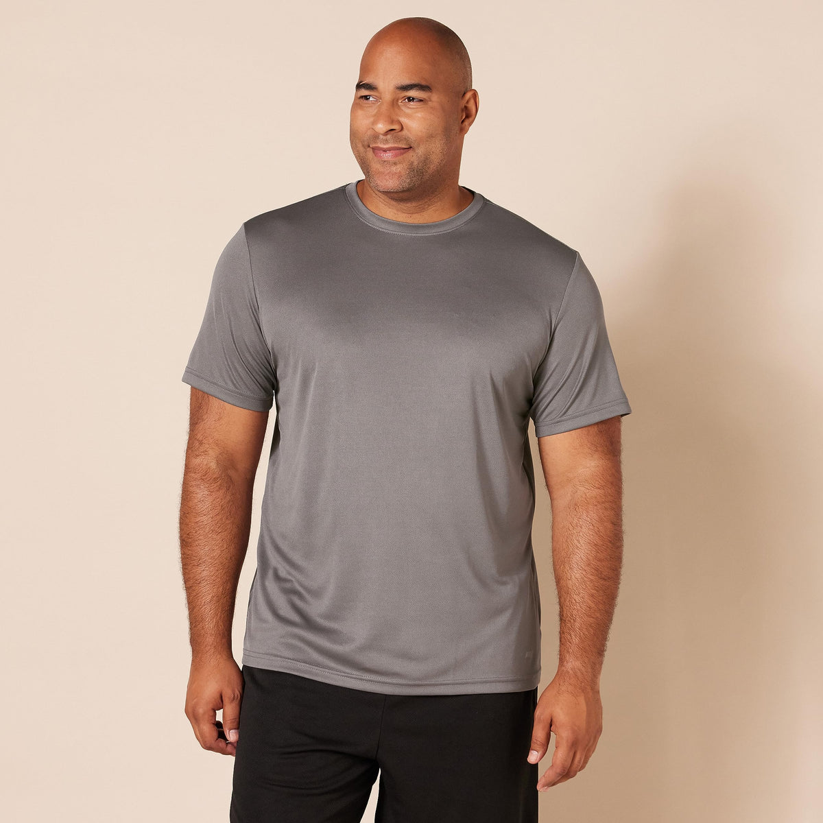 Amazon Essentials Men's Moisture Wicking Breathable Active Performance Tech Gym T-Shirts, Pack of 2, Black/Medium Grey, Small