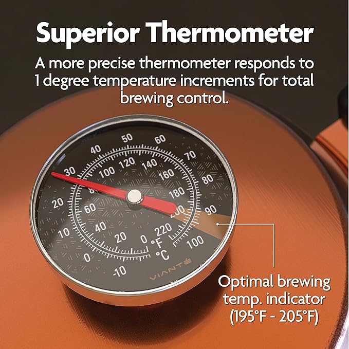 Viante Gooseneck Stovetop Pour Over Coffee Kettle, Built-in Thermometer