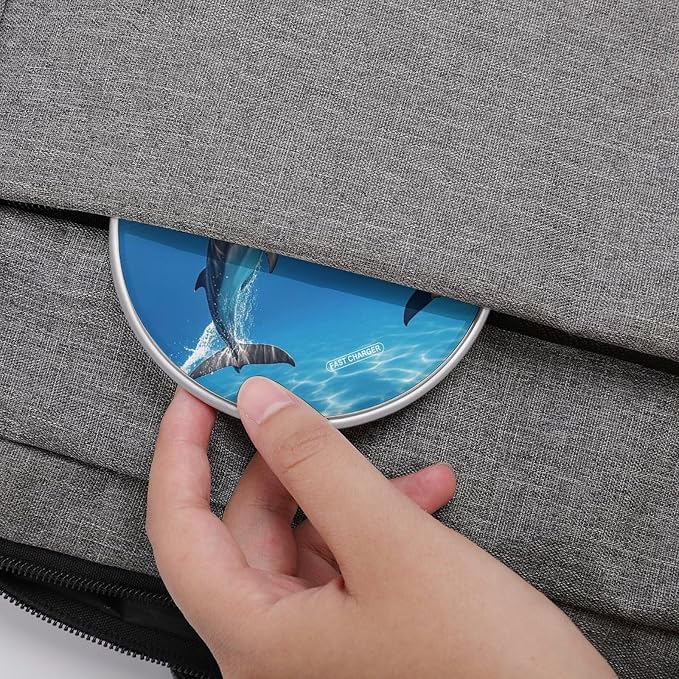 Two Dolphins Wireless Charger with Aluminum Alloy Frame Qi Certified Fast Wireless Charging Pad 10W Charging Station Portable Phone Charger for All Wireless Charging Phone