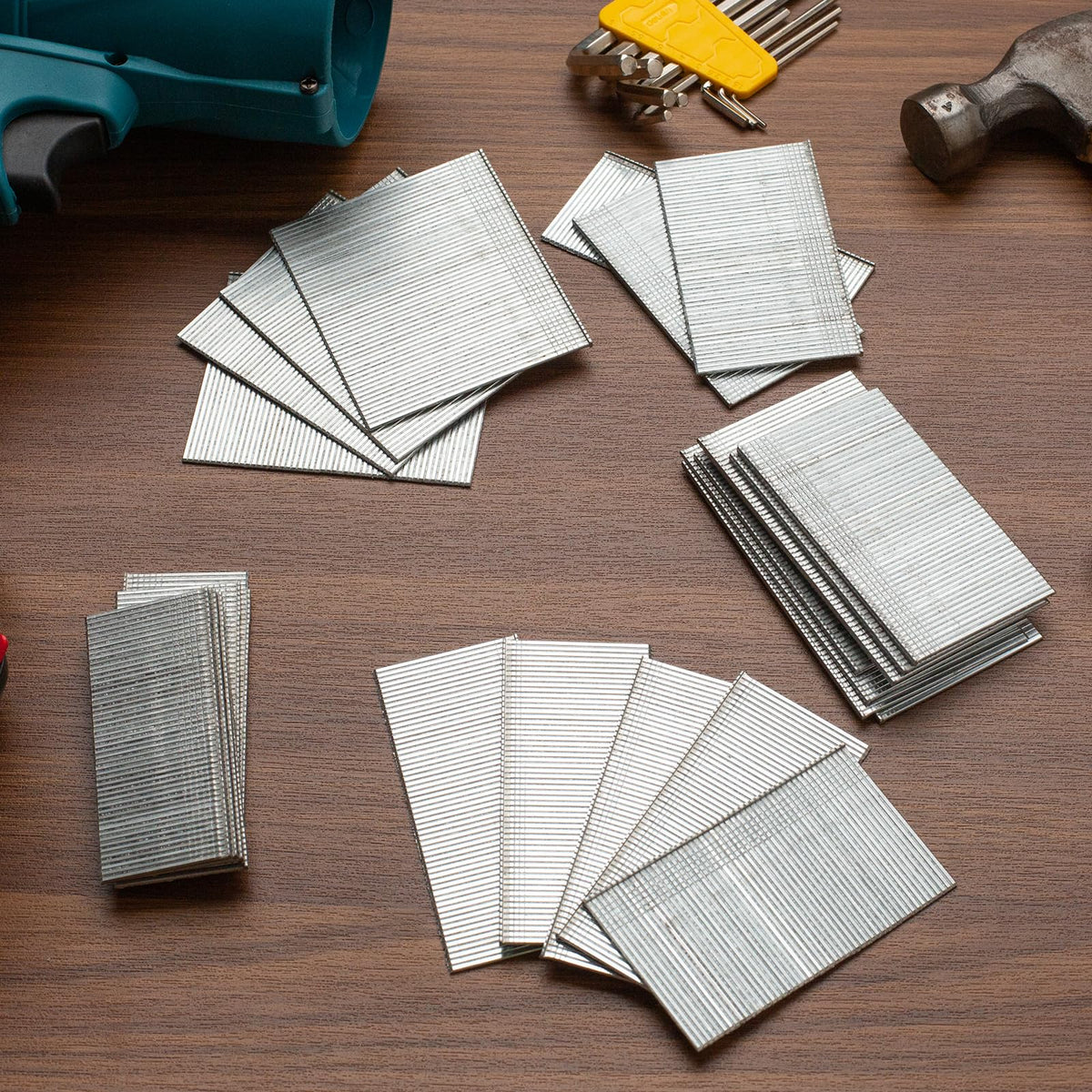 5000 Count 16 Gauge Finish Nails Total (1-1/4, 1-1/2, 1-3/4, 2, 2-1/2" 1000 Per Size) Galvanized Finish Processing Nails Suitable for Most Brand of 16 Gauge Pneumatic and Electric Brad Nailer