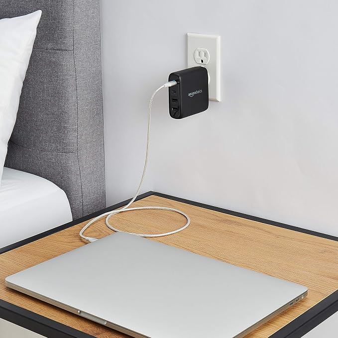 Amazon Basics 68W Two-Port GaN Wall Charger with 1 USB-C (60W) &amp 1 USB-A Ports (18W) with PD for Laptops Tablets &amp Phones (iPhone 16/15/14/13/12/11/X iPad MacPro Samsung More) Non-PPS B