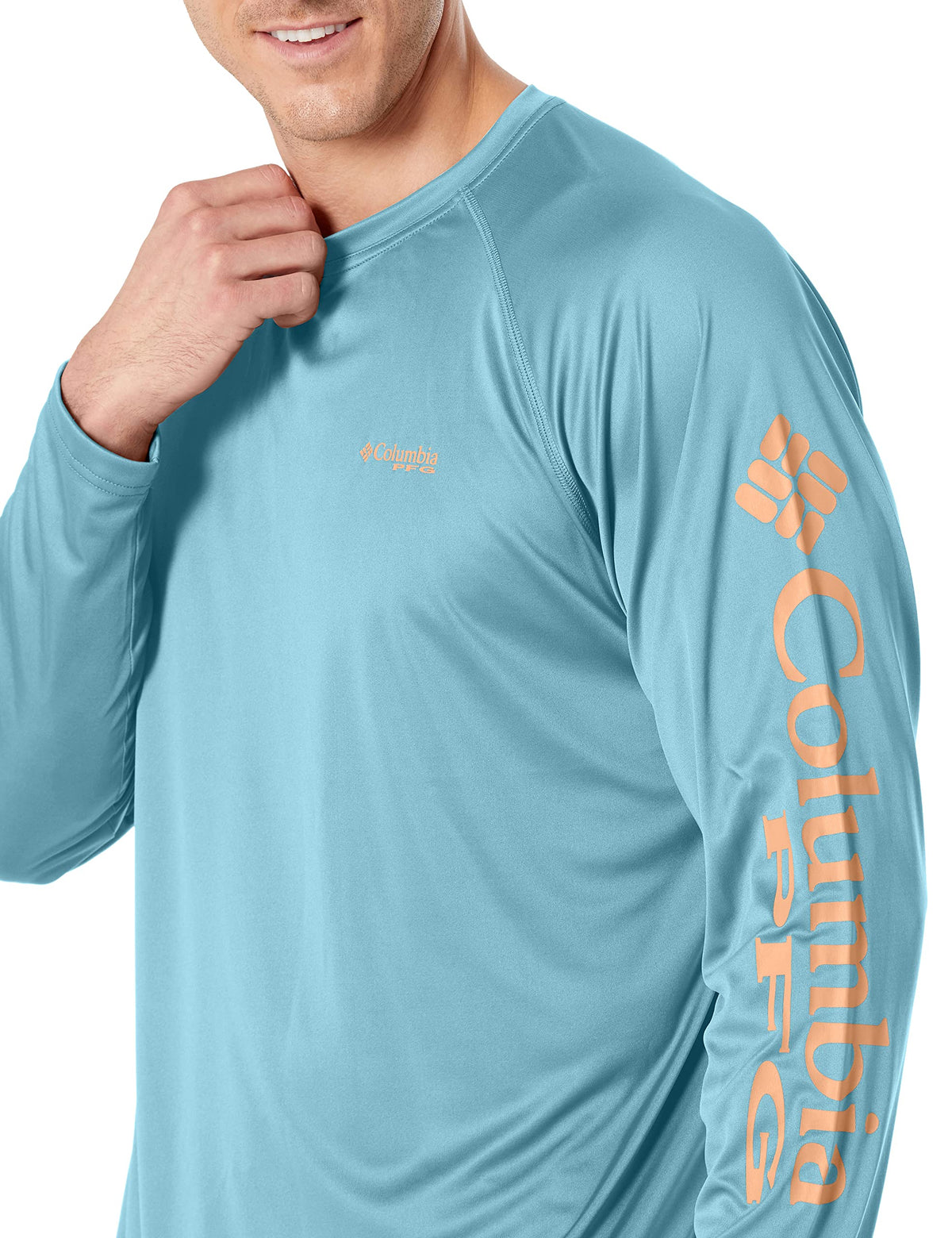 Columbia Men's Terminal Tackle Long Sleeve Shirt, Storm/Bright Nectar Logo, 2X Big