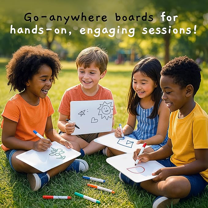 Bigtime 12 Pack 9x12 Classroom Whiteboards for Kids - Small Double-Sided White Board - White Boards Bulk Set, Classroom Essentials - Magnetic Dry Erase Boards for Students, Teacher