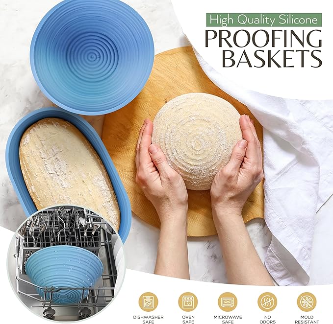 Wild Sky Co Sourdough Starter Kit For Beginners, Complete Bread Making Kit With Banneton Proofing Basket, Silicone Sourdough Baking Supplies, Beginner Sourdough Starter Kit, Sourdough Kit