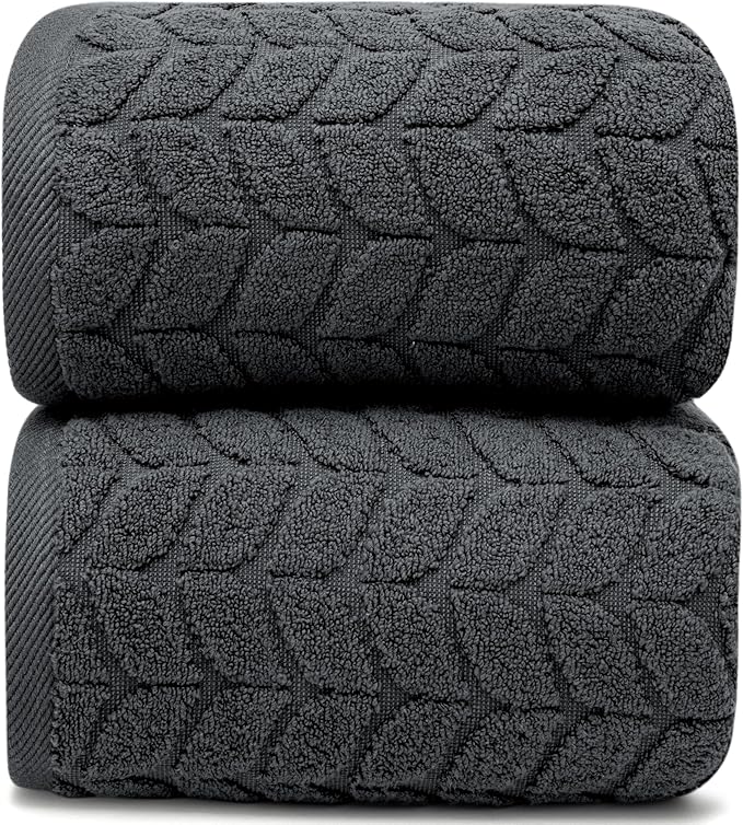 Ultra Soft & Stylish 700 GSM Luxury Bath Sheets | Pack of 2 | Extra Large 35x70 Inches | 100% Zero-Twist, Long-Staple Cotton | Remarkably Absorbent (Granite Grey)