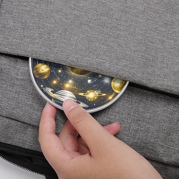 Gold and Silver Space Themed Wireless Charger Aluminum Alloy Frame 10W Fast Charging Pad with Indicator Light 6mm Thin &amp Portable Wireless Charging Pad for Travel Home Office Desk
