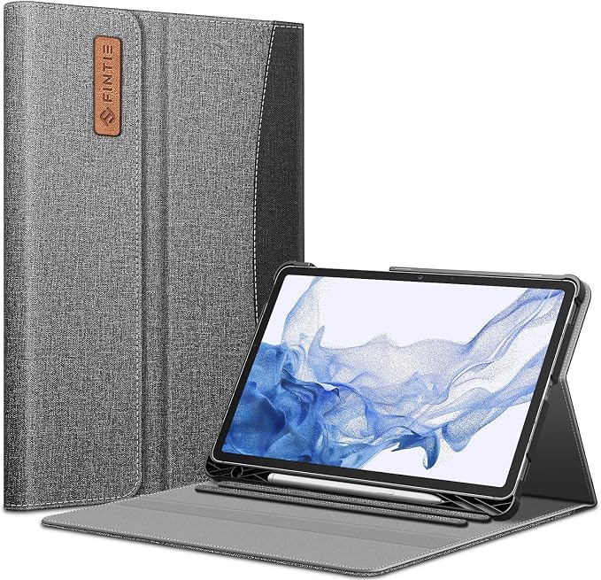 Fintie Portfolio Case for Samsung Galaxy Tab S8/Tab S7 11 Inch | Multiple Angles Business Cover with Pocket Built-in S Pen Holder Auto Sleep/Wake Dreamy Marble