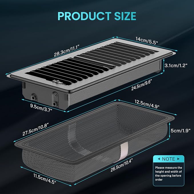 Floor Register 4 x 10 Inch, HG Power 2 Pack Heavy Duty Floor Vent Covers