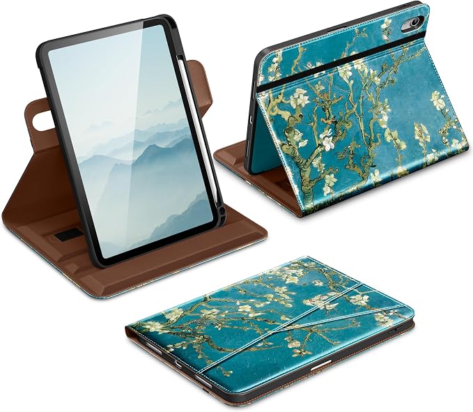 DTTO for iPad Air 11 inch Case M4/M3/M2 (2026/2025/2024) Black | 360 Degree Rotating Premium Faux Leather Folio Stand Cover with Pencil Holder Auto Sleep/Wake Multiple Angles Hand Strap