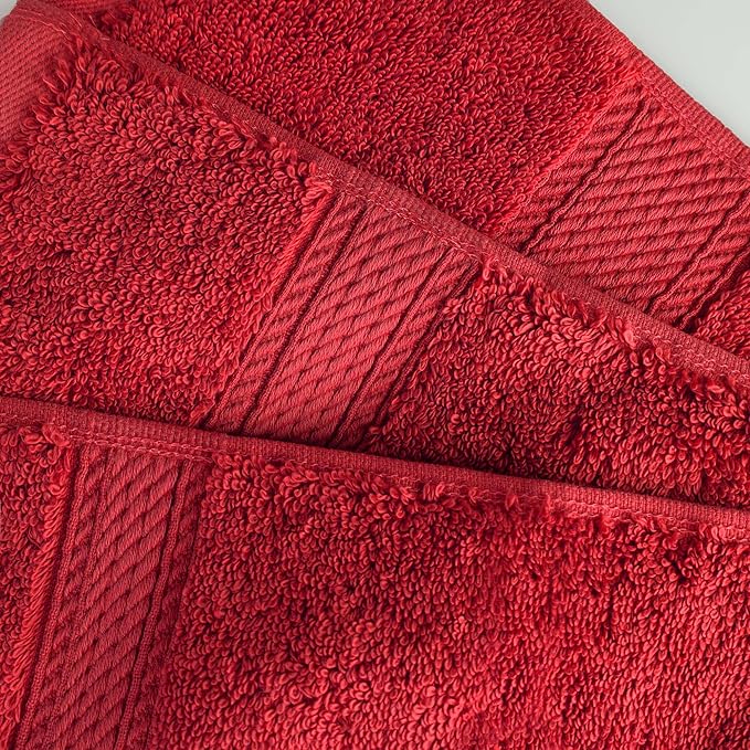 Superior Egyptian Cotton Pile Bath Sheet Set of 2, Ultra Soft Luxury Towels, Thick Plush Essentials, Absorbent Heavyweight, Guest Bath, Hotel, Spa, Home Bathroom, Shower Basics, Red