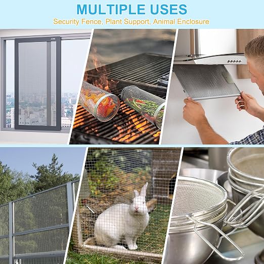 4 Pcs 13x9 120 Mesh 304 Stainless Steel Wire Mesh Sheet, Rustproof Metal Mesh