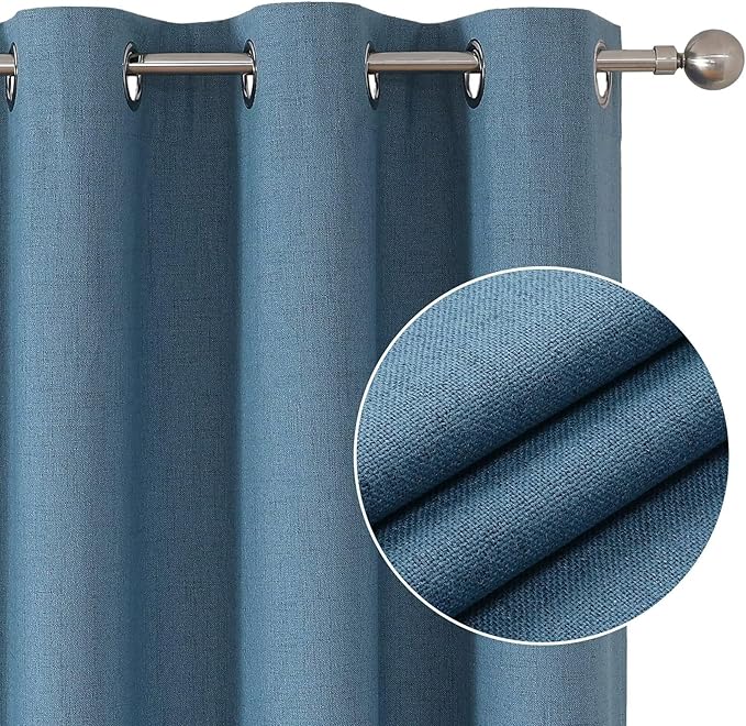 Joydeco Custom Light Blue Textured Total Blackout Curtain for Bedroom and Living Room. Grommet Textured Thermal Insulated Room Darkening Curtain 1 Panel (Custom Size and Color)