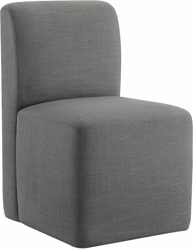 CHITA Dining Chairs with Casters Set of 4, FSC Certified Upholstered Armless Modern Rolling Dining Chairs with Rollers for Bedroom Reading Room Living Room, Grey
