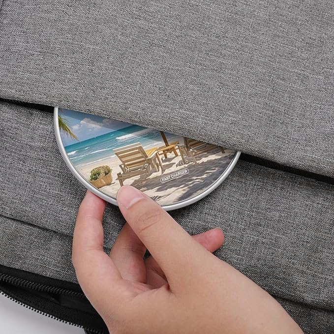 Ocean Beach Theme Wireless Charger with Aluminum Alloy Frame Qi Certified Fast Wireless Charging Pad 10W Charging Station Portable Phone Charger for All Wireless Charging Phone