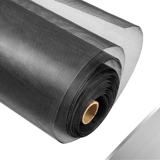 304 Stainless Steel Mesh Window Screen Roll, 47IN x 10FT Black Metal Window