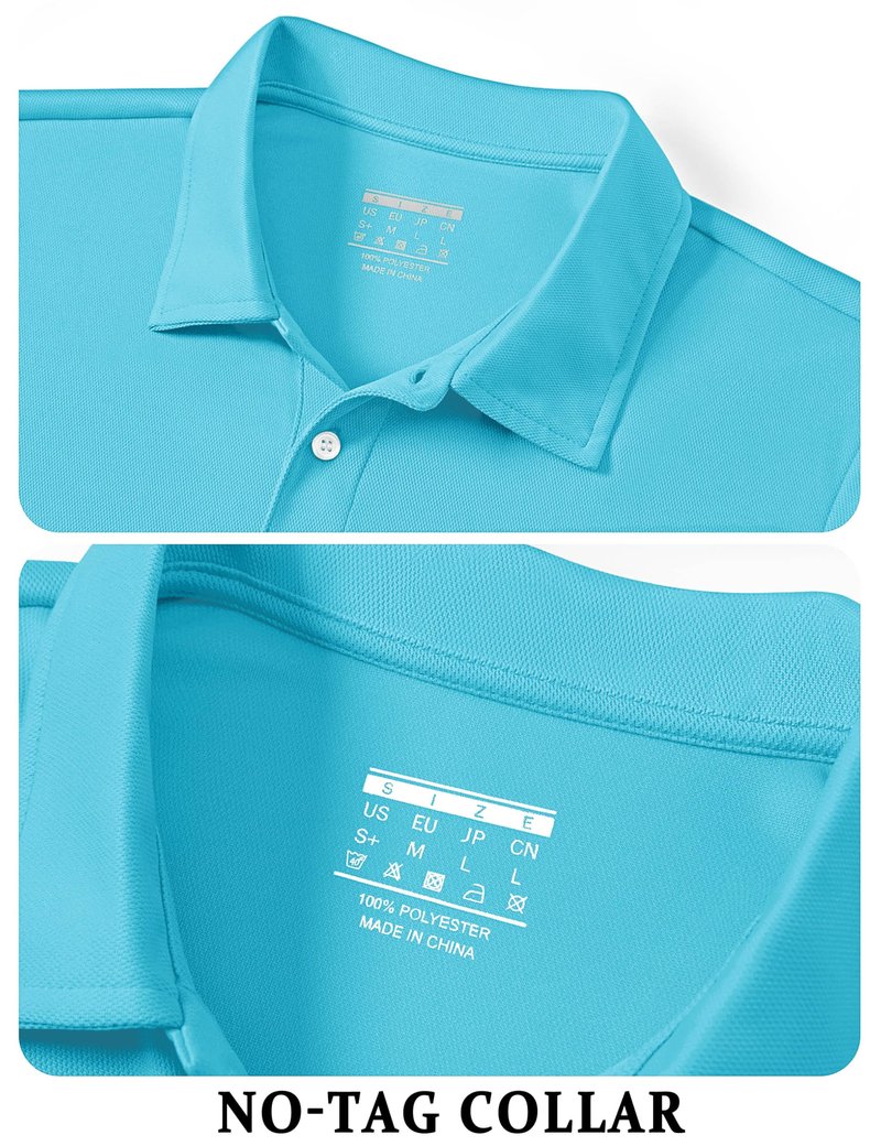 TACVASEN Mens Golf Shirt Dry Fit Mens Polo Shirts Short Sleeve Performance Golf Polos for Men with Collar Work Shirts Ice Blue, XL