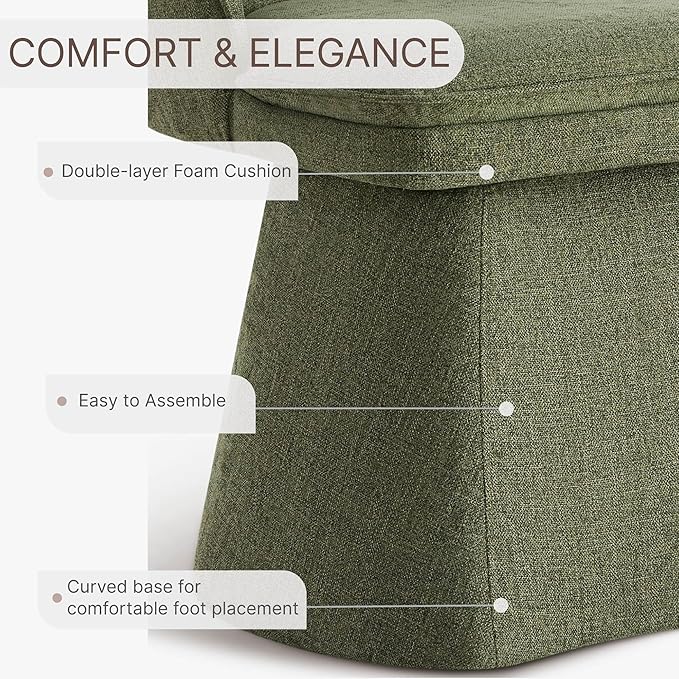 Swivel Dining Chairs Set of 4, Upholstered Mid Century Modern Deskchair with Round Back, Linen Fabric Kitchen Chairs for Dining Room, Bedroom, Dressing Room, Moss Green