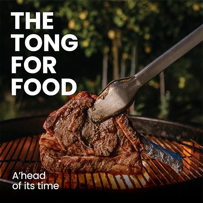 Donkey Tong 27" Heavy Duty BBQ Tongs | Extra Long Grill Tongs with Oak Wood Handle | Handmade Stainless Steel Meat Tongs for Grilling, Smoking, Charcoal & Campfire Cooking | BBQ Gift for Grill Masters