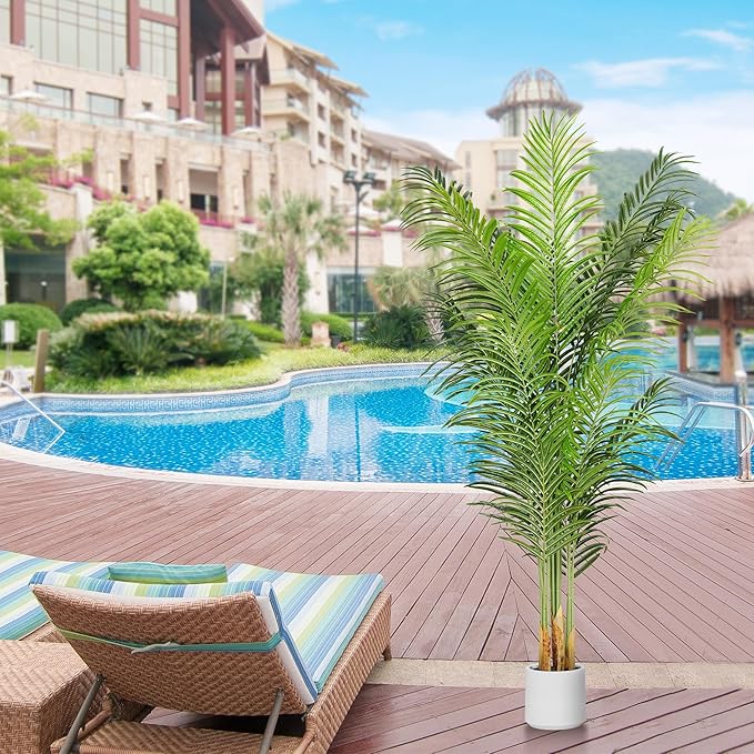 Artificial Palm Tree for Home Decor Indoor 6Ft Large Tall Fake Plants Faux Tropical Areca Palm Silk Floor Plant in Pot Living Room Office Garden Decoration Housewarming Gift (2, 6 Feet)
