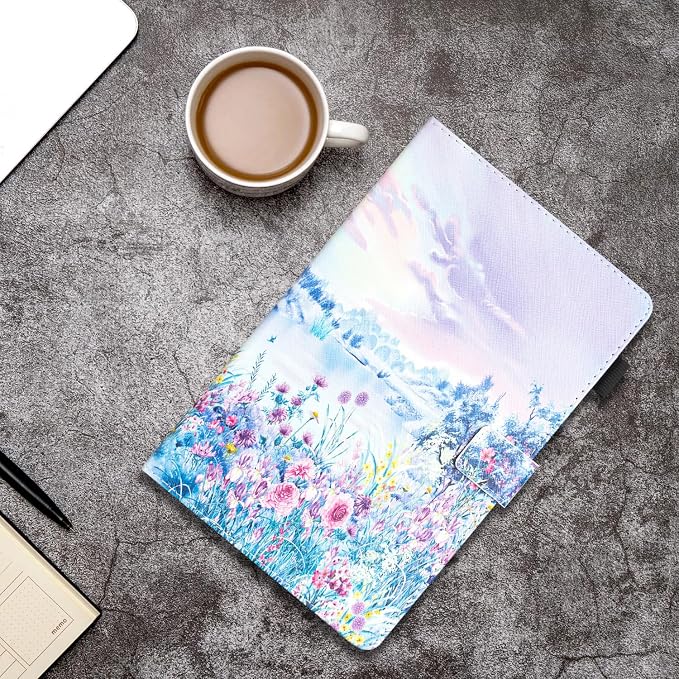 Case for Samsung Galaxy Tab S10 Lite/ S10 FE/ S9 FE 10.9 InchX400/X520/X510 Auto Wake/Sleep Premium PU Leather Folding Stand Cover with Pen Holder &amp Multiple Viewing Angles - Beach