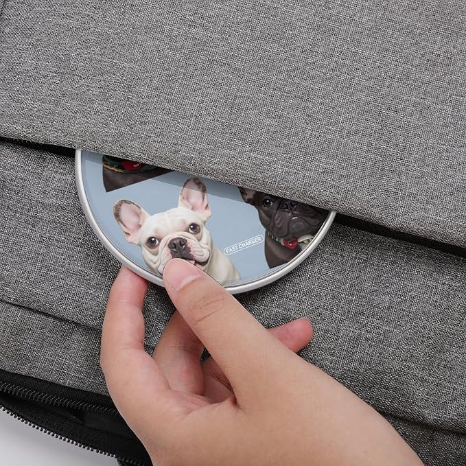 French Bulldog Wireless Charger Portable 10W Fast Wireless Charging Pad Compatible with Phone Ultra-Thin Charging Station Lightweight Charger Mat for Travel Home Office Desk