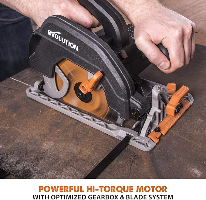Evolution Power Tools R185CCS 7-1/4" TCT Multi-Material Cutting Circular Saw, 7-1/4", Orange