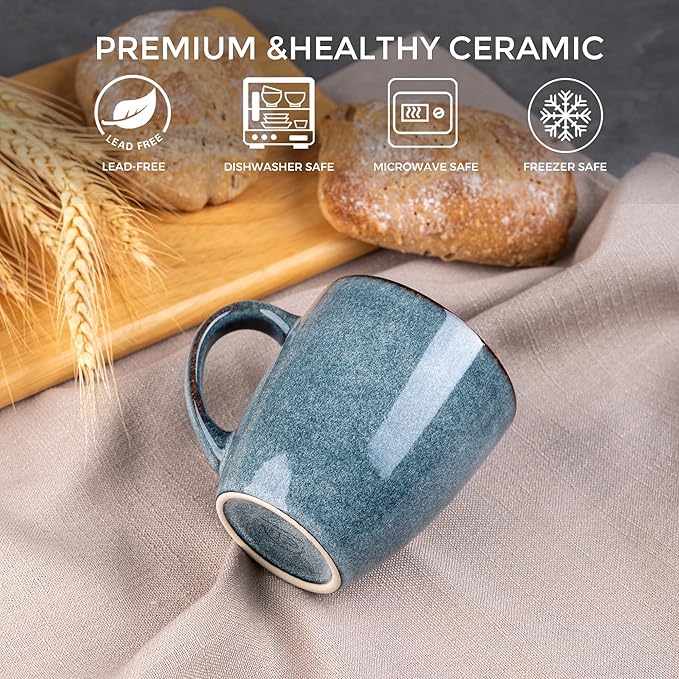 GBHOME Ceramic Coffee Mugs Set of 6, 12oz Stoneware Coffee Mugs Set For Dad Mom Women MEN, Light Weight Coffee Cups for Latte/Tea/Beer/Hot Cocoa, Dishwasher & Microwave Safe