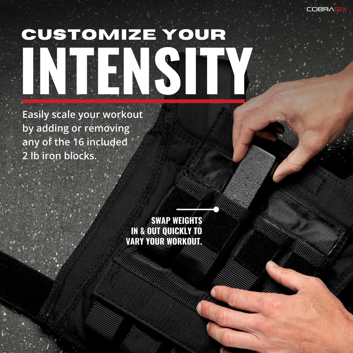 CobraSix 44lb Weighted Vest for Men | Adjustable Strength Training Weight Vest with Removable Iron Weights | Heavy-Duty Weighted Vest for Running, Rucking, Walking, CrossFit & Calisthenics