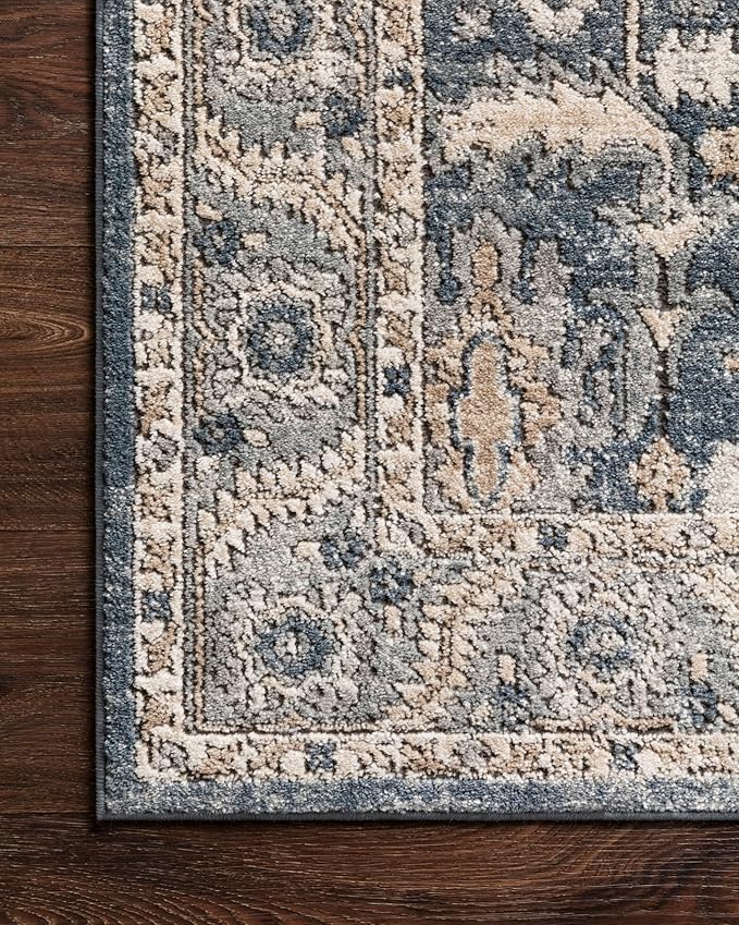 Loloi Teagan Collection TEA-03 Denim/Pebble 7'-11" x 10'-6" Area Rug, Large, Soft Neutral Rug, High-Traffic for Living Room, Bedroom, Home Office, Dining Area