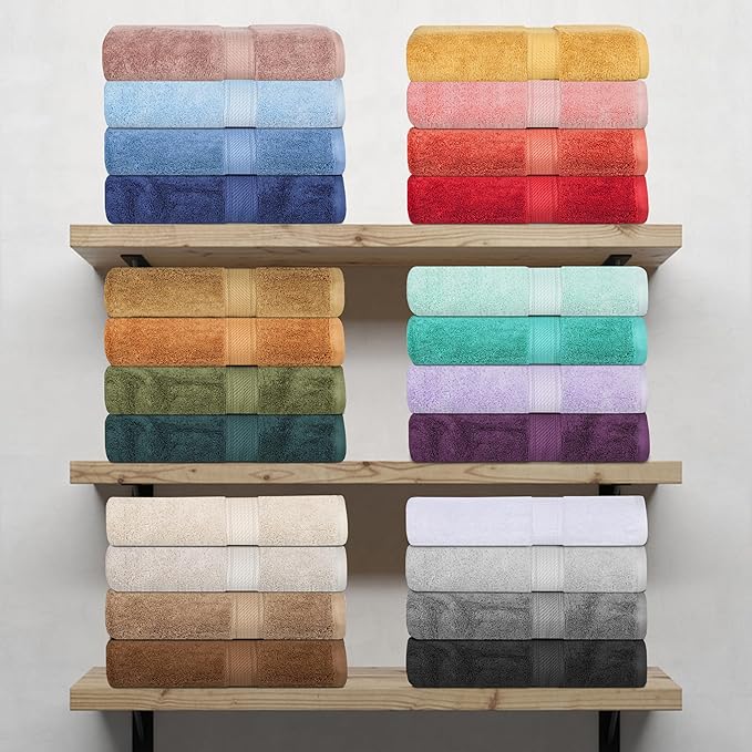 Superior Egyptian Cotton Pile 6 Piece Towel Set, Includes 2 Bath, 2 Hand, 2 Face Towels/Washcloths, Ultra Soft Luxury Towels, Thick Plush Essentials, Guest Bath, Spa, Hotel Bathroom, Rust