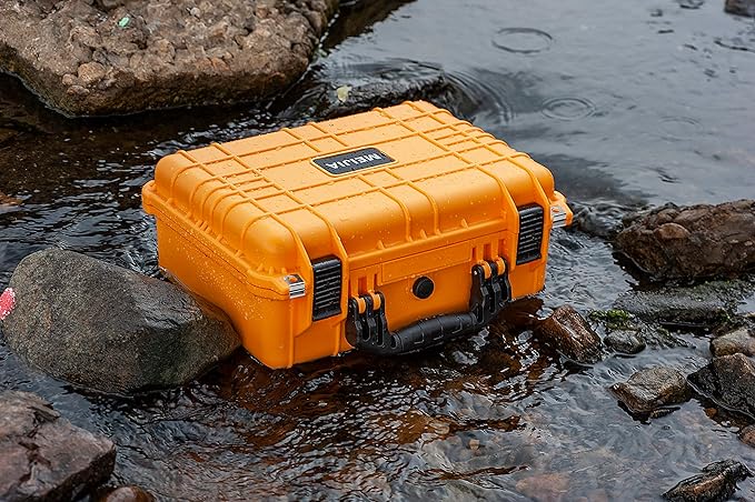 MEIJIA Portable All Weather Waterproof Camera Case With Foam,Fit Use of Drones,Camera,Equipments,Pistols,15.98x12.99x6.85inches