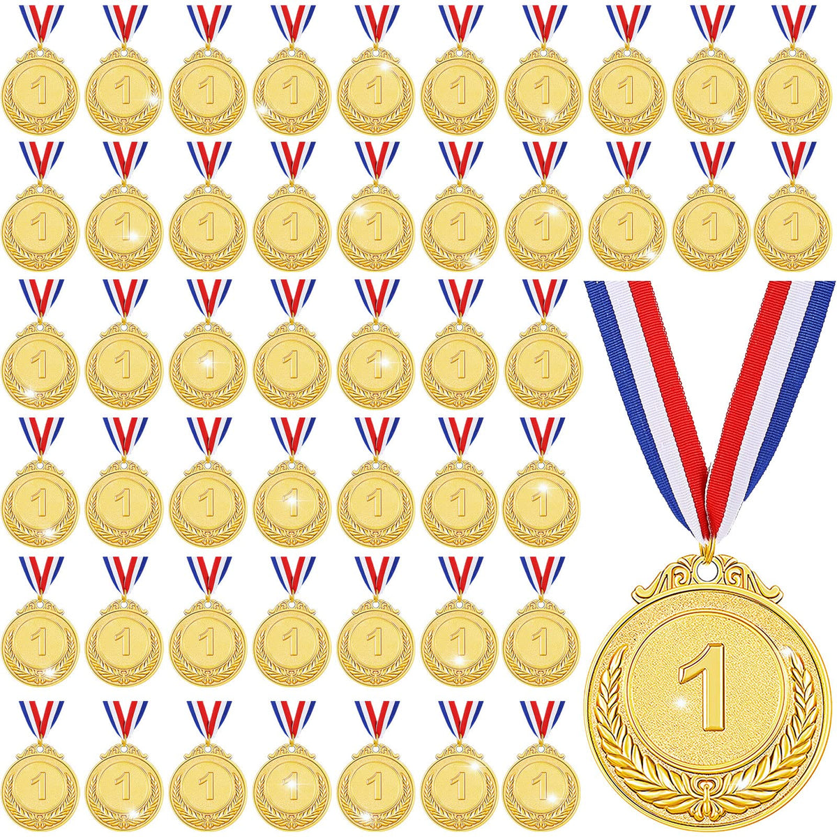 Yinkin 24 Pieces 24/36/48 Pack Gold Award Medals, Kids 1st Place Medals